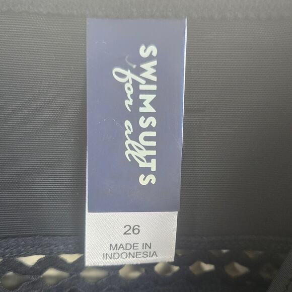 SwimSuits For All Lattice Plunge Black One Piece Swim Suit 26 NWT - Picture 6 of 7